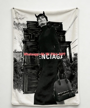 Balenciaga Luxury Collage Print Flannel Throw Blanket for Sofa BA475